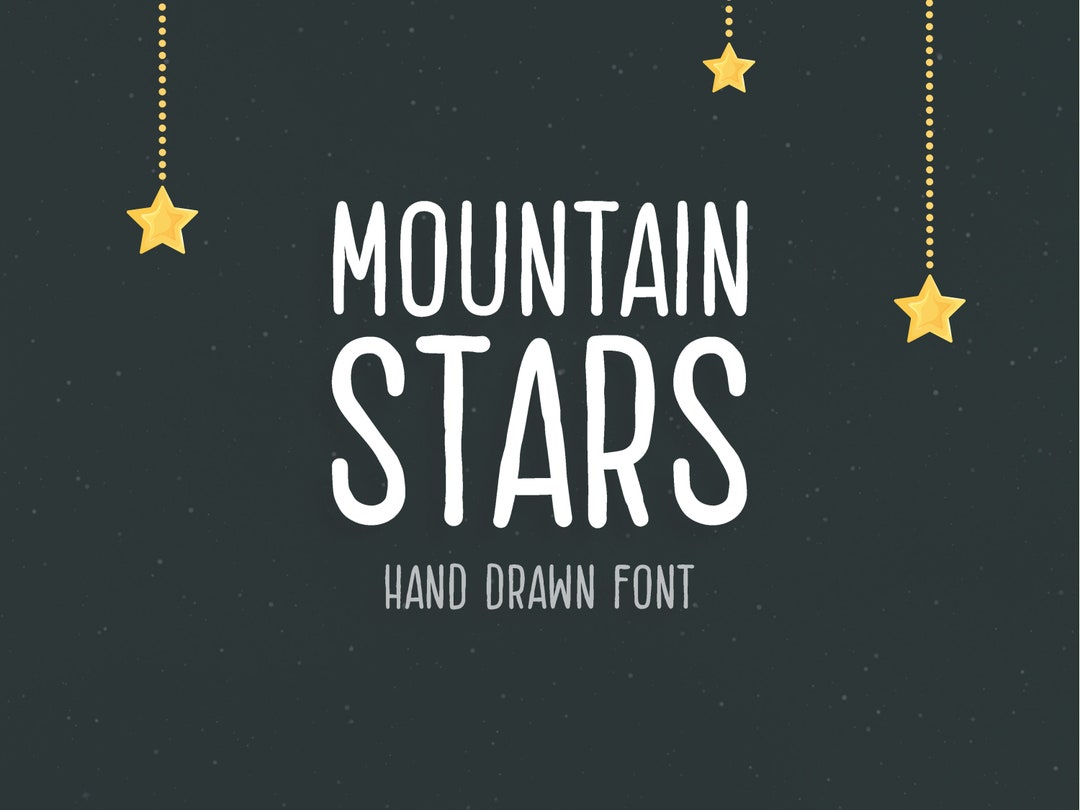 Mountain Stars Tall Font Digital Download Alphabet Typeface Commercial Use Projects Typing Font