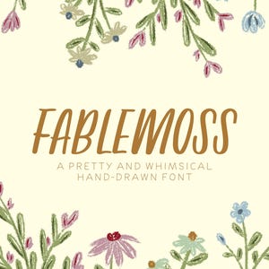 Fablemoss Font | Cricut Font, Pretty Font, Whimsical Font, Cute Font, Hand-Drawn Font, Simple Font, Procreate Font, Teacher Font, Notes Font