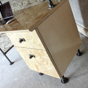 Braithwaite highly gloss lacquered OSB and Birch Ply Desk with Storage Drawers and Shelf above image 6