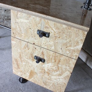 Braithwaite highly gloss lacquered OSB and Birch Ply Desk with Storage Drawers and Shelf above image 8