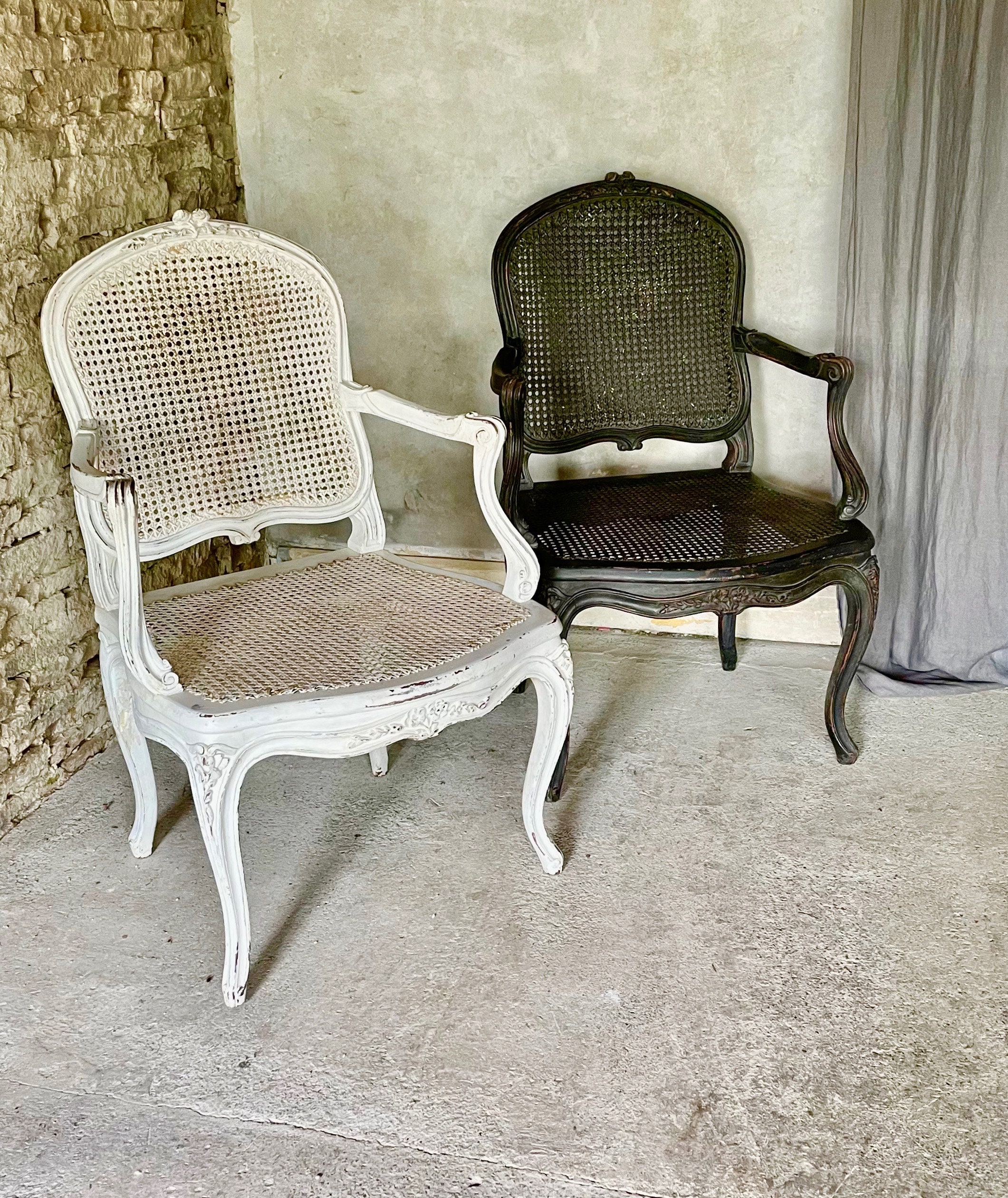 Namaak Eekhoorn Salie Vintage Franse Louis XV stijl rieten stoelen/Boho/antieke - Etsy Nederland
