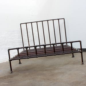 Mark Distressed Steel Pipe and Industrial Scaffolding Fittings Kingsize Bed Frame - Bespoke Industrial Furniture by www.urbangrain.co.uk