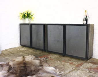 Siobhan Industrial Reclaimed Scaffolding and Perforated Steel Four Door Sideboard - made to order furniture by www.urbangrain.co.uk