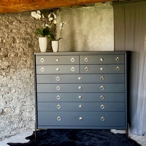 Hornsby Luxury Velvet Lined Locking Lingerie Chest of Drawers with Matt Black finish and polished brass furniture - www.urbangrain.co.uk