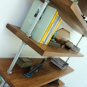 Struan bent galvanised steel pipe and premium oak Bookcase Bespoke Industrial Furniture by www.urbangrain.co.uk image 10