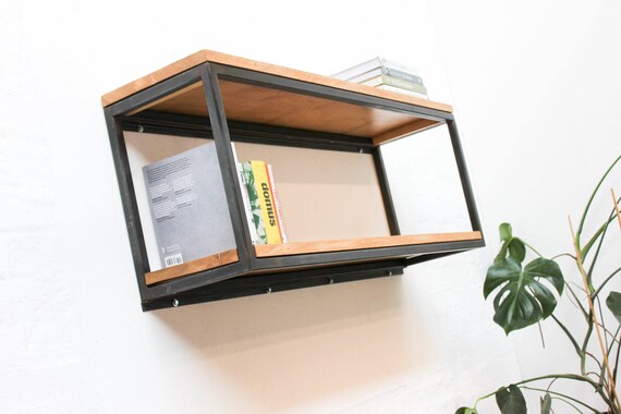 Orla Welded Dark Steel Box Section And Premium Oak Shelves Image 0