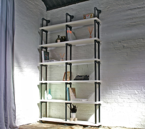 White industrial bookcase deals