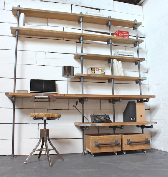 Scaffolding desk cheap and shelves