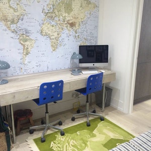 Dorothy White Washed Reclaimed Scaffolding Board Urban Industrial Chic Long Desk with Built In Storage Drawers and Galvanised Steel Legs