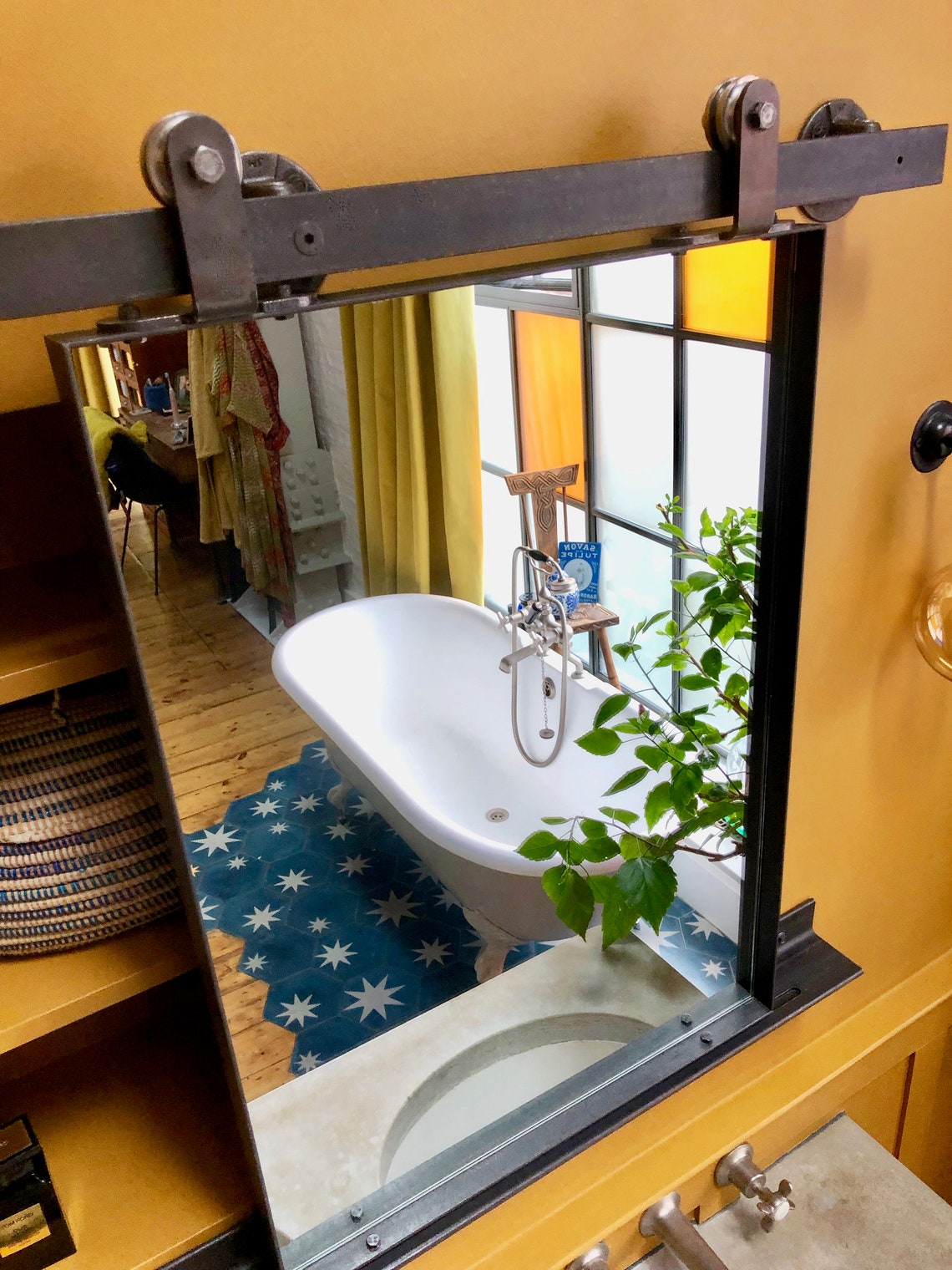 Jessica Bathroom Mirror Mounted on Rollers and Track Etsy