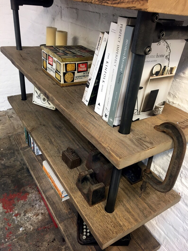 Annabel Bespoke Reclaimed Scaffolding Boards and Dark Steel Pipe