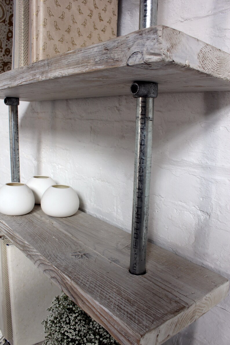 Robyn Adjustable Reclaimed Whitewashed Scaffolding Boards and