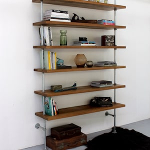 Struan bent galvanised steel pipe and premium oak Bookcase Bespoke Industrial Furniture by www.urbangrain.co.uk image 1