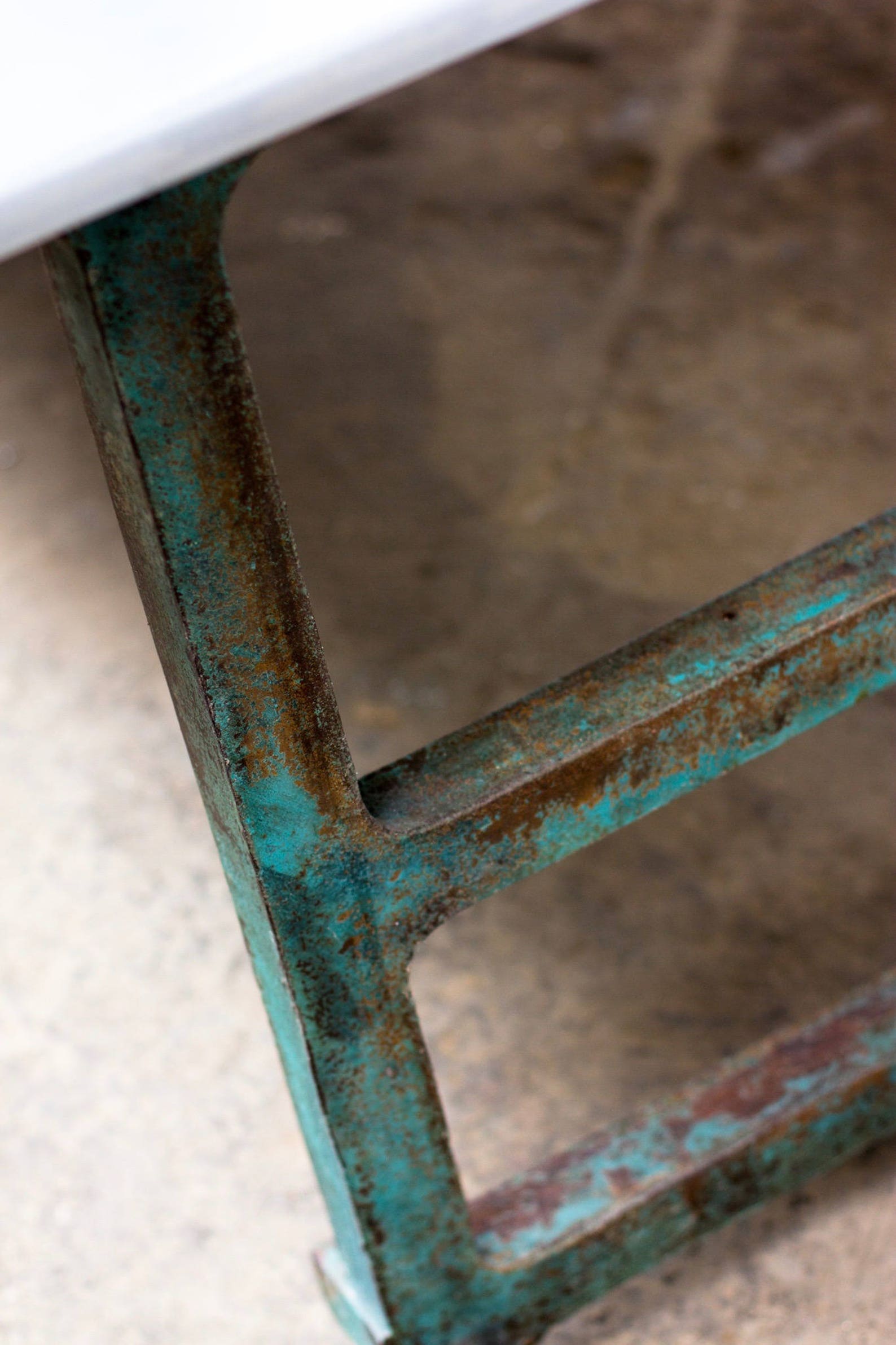 Saunders Industrial Zinc Topped Table With Vintage Reclaimed Metal