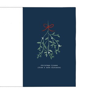 Christmas Card, Social Distancing, Mistletoe, Kiss, Navy- Digital Download, Download, Downloadable, Ecard, 4 x 6, envelope included