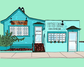 Charleston Shop Print, Edificio, Lindo, Decoración de pared, Galería, Arte de pared, Arte de pared imprimible, Arquitectura, Colorido, Brillante, Descarga instantánea