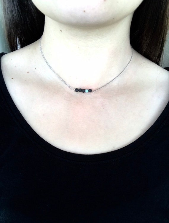 Mini Amazonite and Lava Stone Choker Necklace - Rose Gold or Stainless Steel