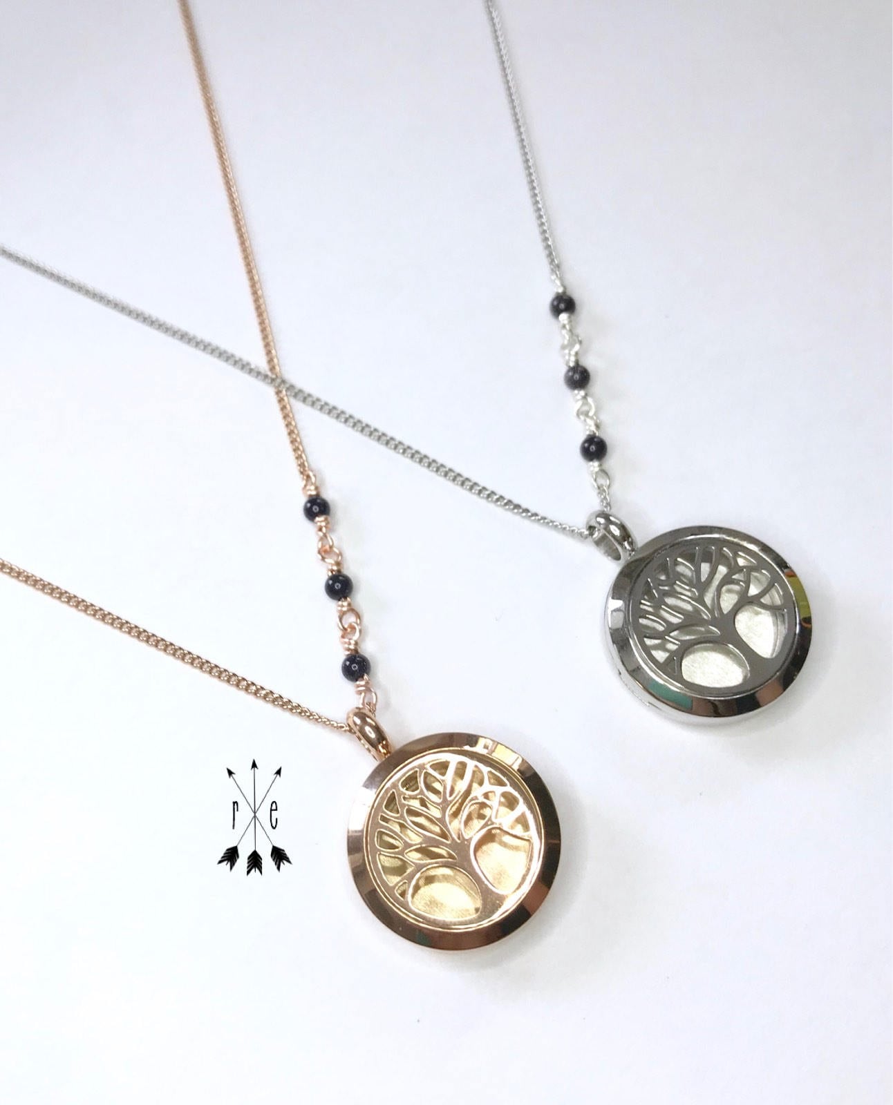 Blue Goldstone Aromatherapy Necklace; Rose Gold or Stainless Steel