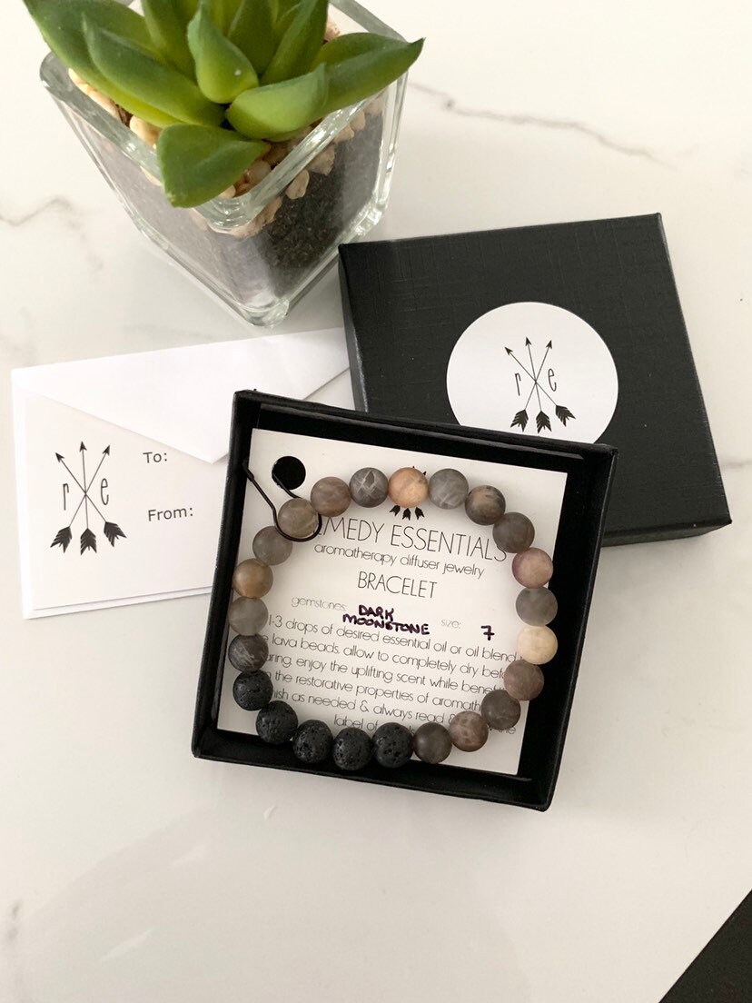 Moonstone Aromatherapy Bracelet Lava Stone Diffuser Etsy