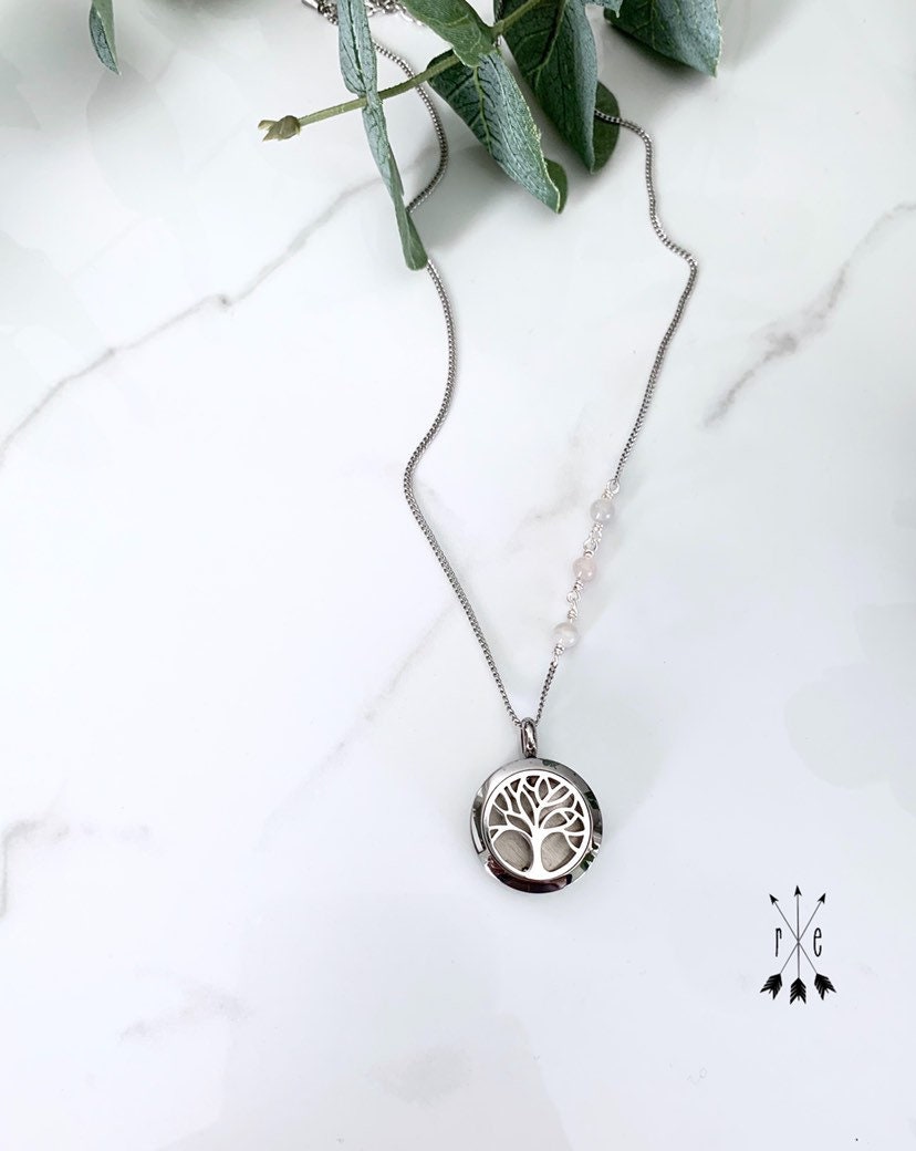  Tree of Life Aromatherapy Necklace, S925 Sterling Silver Ball  Shape Essential Oils Diffuser Locket Pendant Necklace 18+2 inches Rolo Chain  with 10 PCS Stones : Health & Household