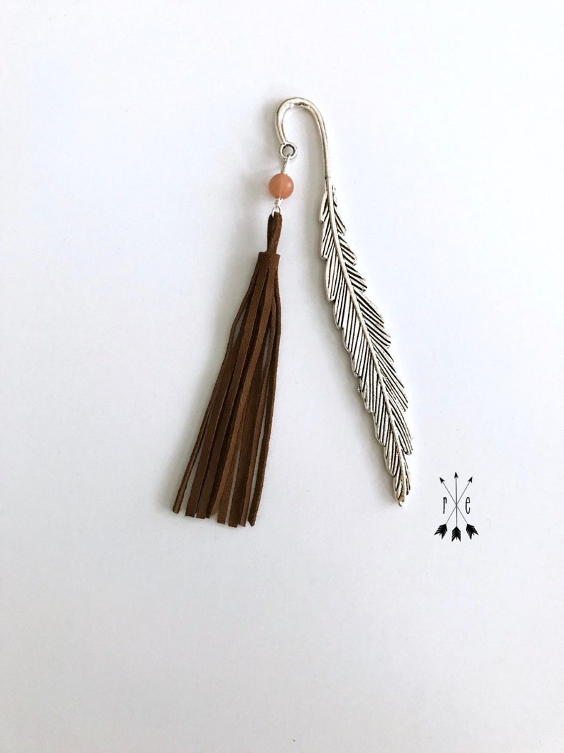 Aromatherapy Bookmark and Oil Gift Set Silver Feather Bookmark for Diffusing Essential Oils Suede Tassel Diffuser Bookmark image 8