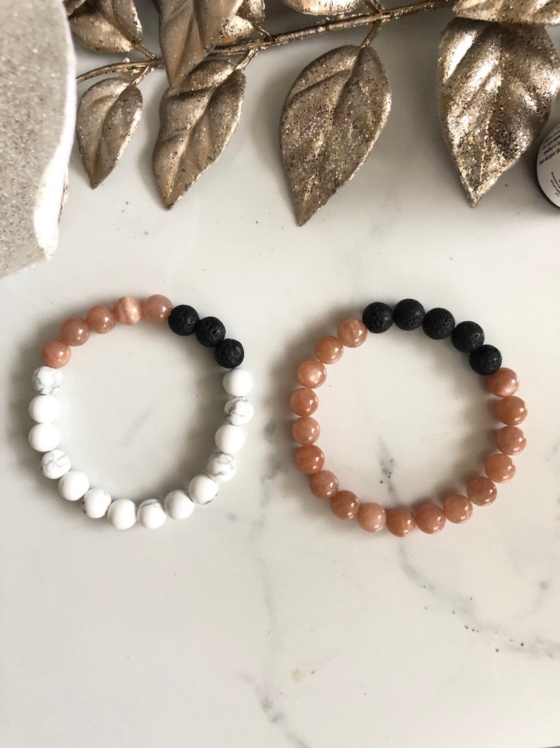 Lavarkite & Peach Moonstone Cubed Braclet