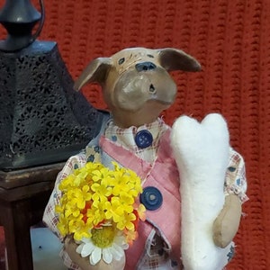 Pug Sculpted Folk Art Figurine