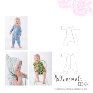 Puede incluir: Un patrón de costura para un vestido holgado con capucha y bolsillos. El patrón incluye dos estilos diferentes para el escote. El patrón es para las tallas 50-92 cm.