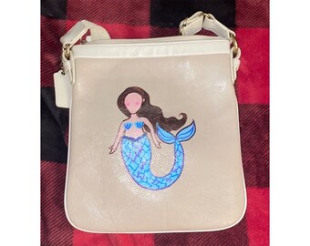 Bolso bandolera de sirena con diseño de arte popular