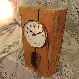 Hand Hewn Mantle Clock from 1830's Wormy Chestnut Sleeper Barn beams,sku 10,Perfect gift for a BARN THEMED WEDDING !!!!!!!!!!!!!!!