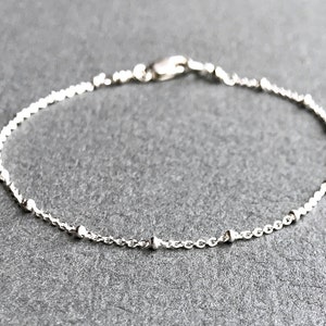 Sterling Silver Chain Bracelet, Silver Satellite Chain Bracelet, Silver Saturn Chain Bracelet, Delicate Silver Bracelet Dainty Silver Anklet