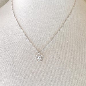 Sterling Silver Daisy Necklace, Small Silver Daisy Charm, Silver Flower Pendant, Daisy Award Nurse Gift, Daisy Choker, Open Daisy Charm