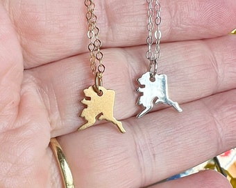 Alaska Charm Necklace: Sterling Silver or Gold-Plated Pendant
