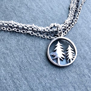Pine Tree Necklace, Choose Chain Style, Silver Fir Tree Charm, Nature ...