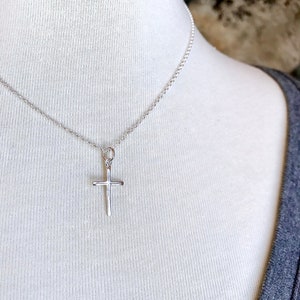 Sterling Silver Cross Necklace, Small Cross, Thin Cross Simple Cross, Religious Necklace, Christian Jewelry, Baptism Gift, Minimalist Cross
