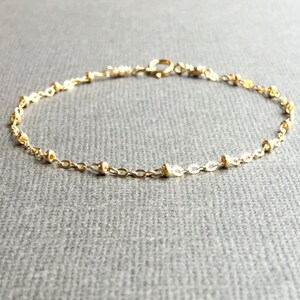 Gold Fill Chain Bracelet, Yellow Gold Fill Satellite Chain, Gold Saturn Chain, Delicate Gold Bracelet, Dainty Gold Anklet, Beaded Chain