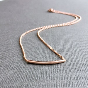 Rose Gold Tube Necklace, Minimal Pink Gold Filled Bar, Simple Layering, Dainty Delicate, Sliding Tube, Rose Gold Filled Bracelet or Anklet