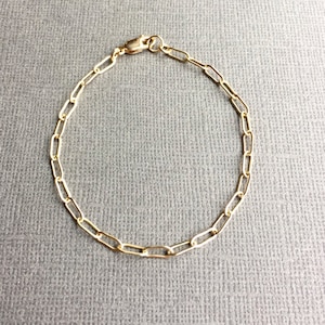 Gold Paperclip Chain Bracelet, Chain Link Gold Bracelet, Yellow Gold Filled Chain Bracelet, Dainty Gold Anklet, Open Gold Link Anklet