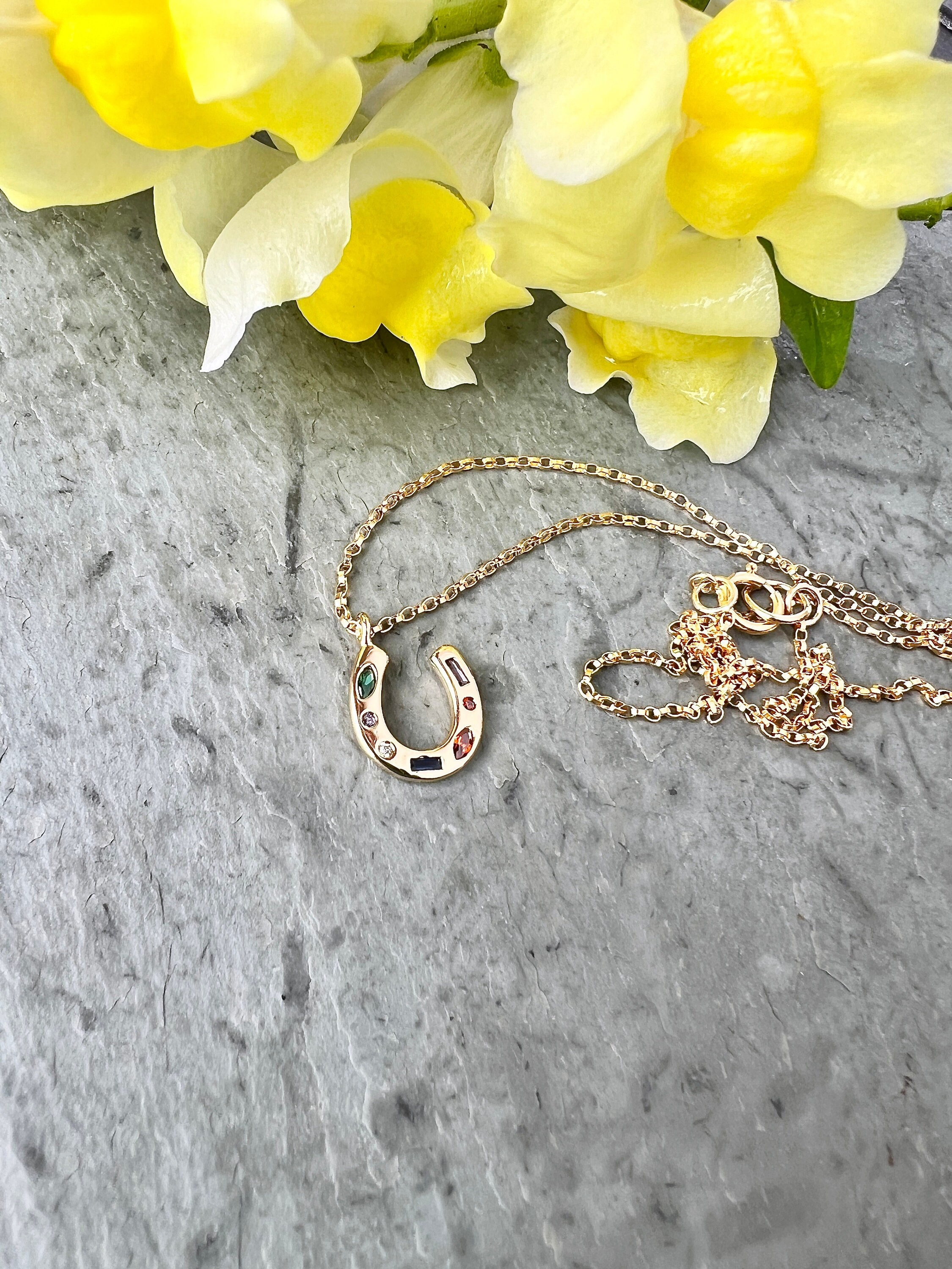 Tiny Gold Horseshoe Charm Necklace, Lucky Charm Necklace, Gold or Silver Horseshoe Pendant, Little Gold Lucky Charm, Gold or Silver Chain