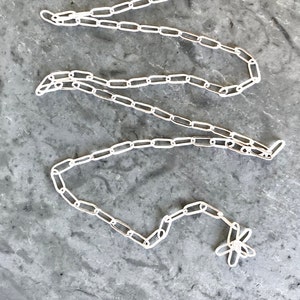 Sterling Silver Chain Necklace, Silver Paperclip Chain, Rectangle Link Chain, Chain Link Choker, Silver Toggle Necklace, Drawn Flat Cable