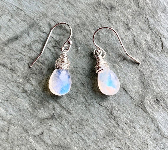 Rainbow Moonstone Bar Drop Earrings with Blue Topaz Gold-plated Sterling Silver Rainbow Moonstone Bar Drop Earrings with Blue Topaz Gold-plated Sterling Silver