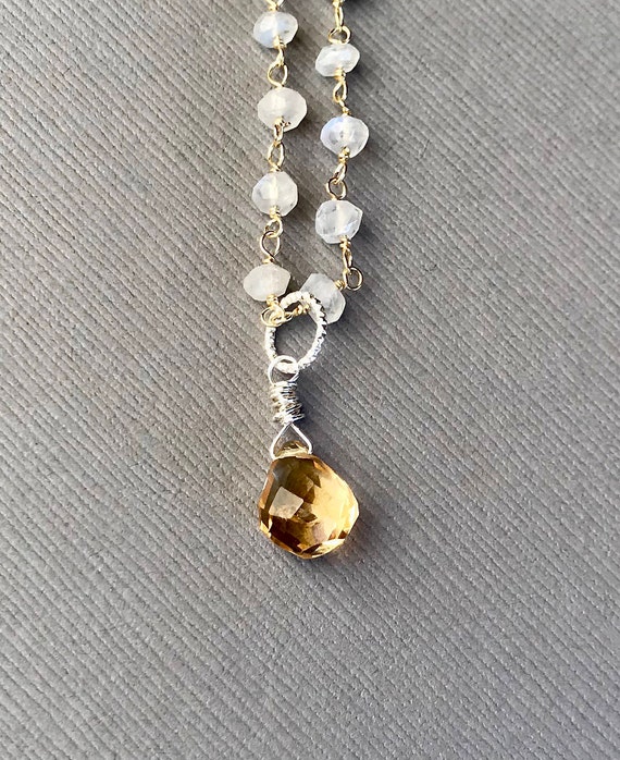 Rainbow Moonstone Teardrop Small Pendant Sterling Silver Beaded Rainbow Moonstone Teardrop Small Pendant Sterling Silver Beaded