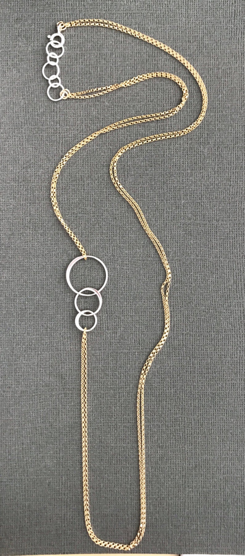 Three Circle Necklace Gold Filled Chain 3 Circles - Etsy