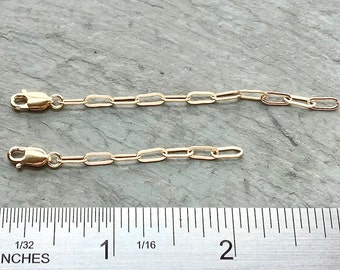 Gold Filled Paperclip Extender Chain, Make Necklace Longer, More Rectangle Links