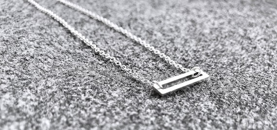 Bar Pendant Necklace Sterling Silver Geometric Bar Pendant Necklace Sterling Silver Geometric