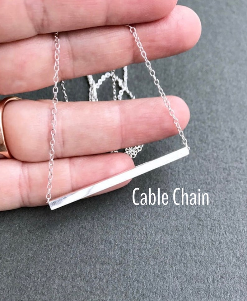 Sterling Silver Bar Necklace Minimal Horizontal Square Rod Etsy
