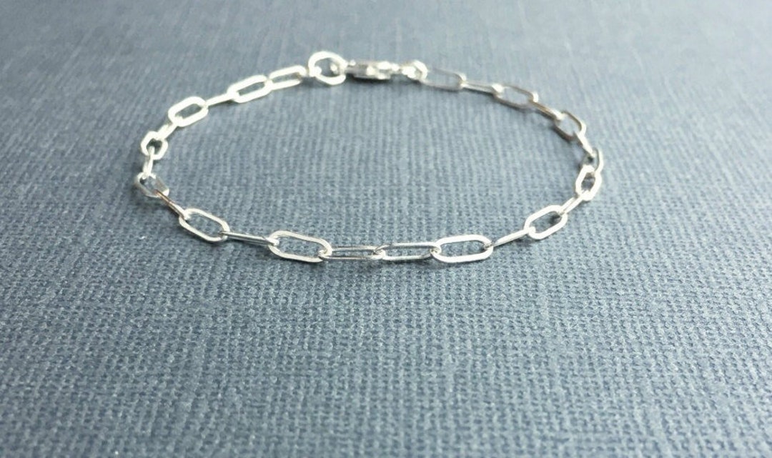 Sterling Silver Bracelet made with Diamond Cut Paperclip Chain (5mm),  Measures 6.75 Long, Plus 1.25 Extender for Adjustable Length, Rhodium  Finish - Reflections Fine Jewelry