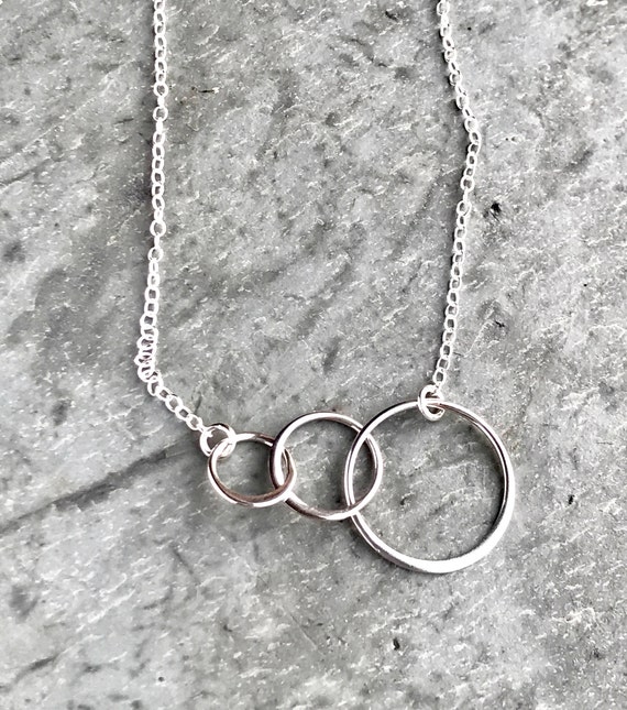 Sterling Silver 3 Circle Necklace Interlocking Rings Infinity