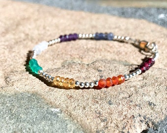 Sterling Silver 7 Chakra Gemstone Bracelet