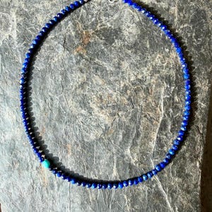Lapis Lazuli Sleeping Beauty Turquoise Necklace, Lapis Beaded Choker, 925 Sterling Silver, Wrap Bracelet